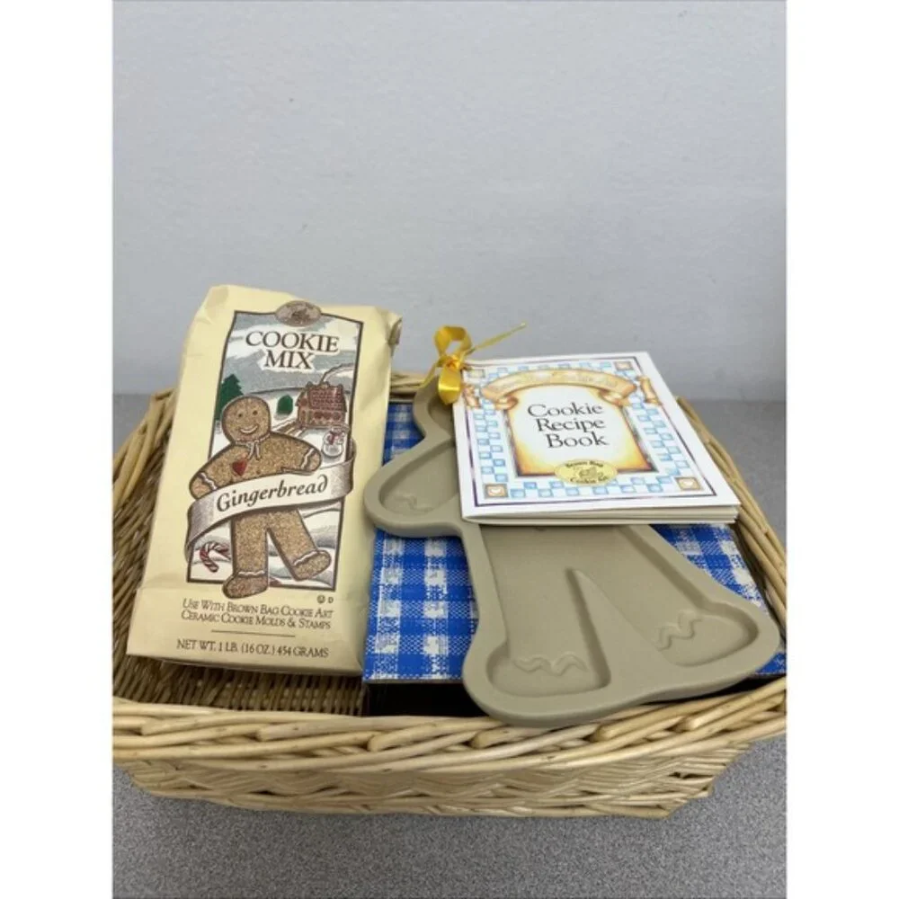 Gingerbread Man Stoneware Mold, Recipe Book Gingerbread Mix Brown Bag Cookie Art